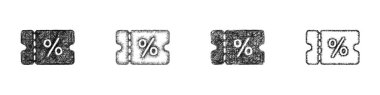 Sketch style minimal coupon icon design set