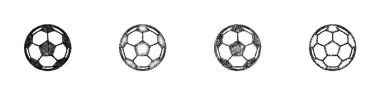 Sketch style minimal soccer ball icon design set