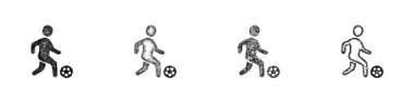 Sketch style minimal soccer dribbling icon design set