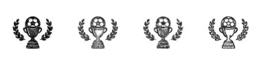 Sketch style minimal soccer championship icon design set