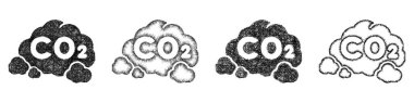 Sketch style minimal carbon dioxide icon design set