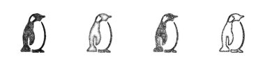 Sketch style minimal king penguin icon design set