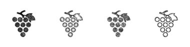 Sketch style minimal grapes icon design set