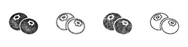 Sketch style minimal blueberry icon design set