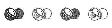 Sketch style minimal coconut icon design set