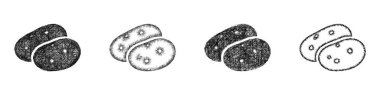 Sketch style minimal potato icon design set