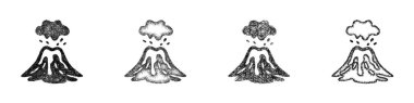 Sketch style minimal volcano icon design set