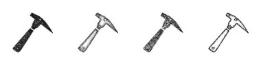 Sketch style minimal rock hammer icon design set