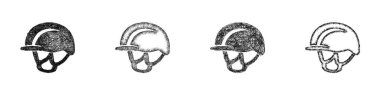 Sketch style minimal helmet icon design set