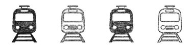 Sketch style minimal train icon design set
