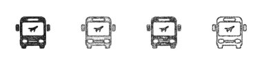 Sketch style minimal airport shuttle icon design set