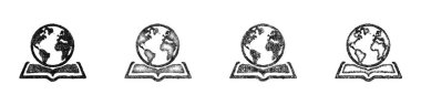 Eskiz biçimi, dünya bilim simgesi tasarımı seti