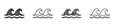 Taslak stili, okyanus dalgaları simge tasarımı seti