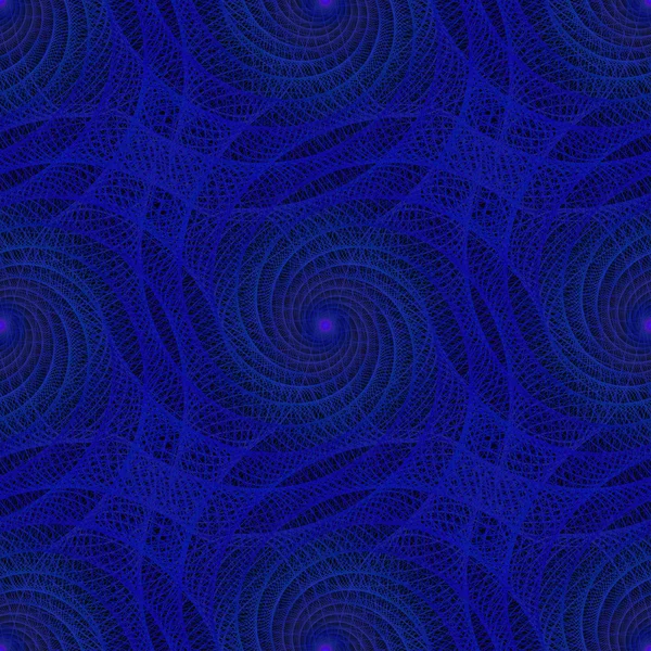 Azul sem costura fractal espiral fundo padrão — Vetor de Stock