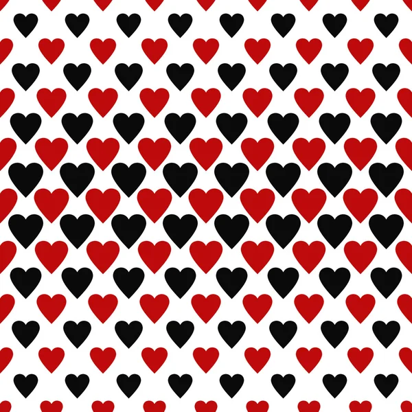 발렌타인 데이 대 한 완벽 한 빨간색과 검은색 심장 패턴 배경 — 스톡 벡터