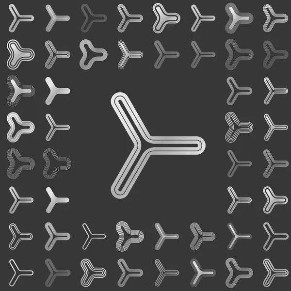 Zilveren lijn driehoek pictogram ontwerpset — Stockvector