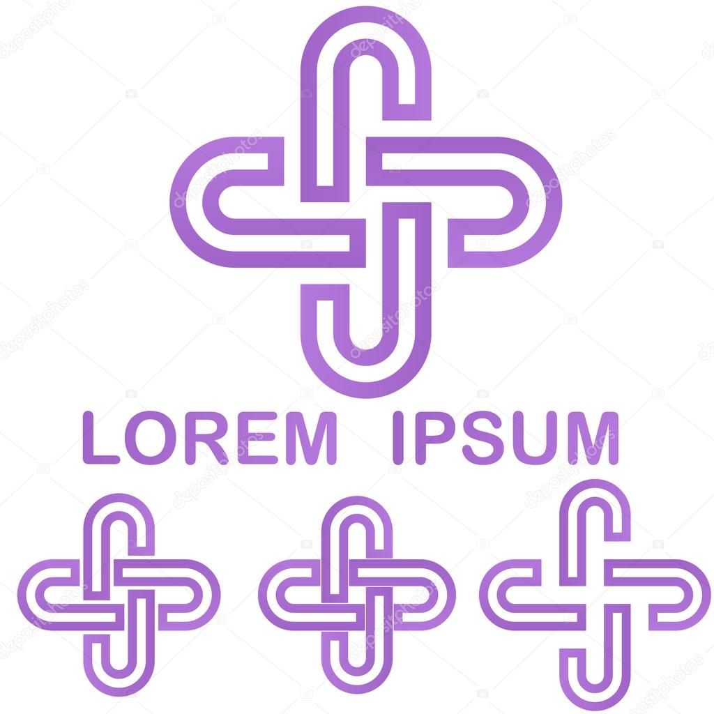 Purple vector cycle logo design template set
