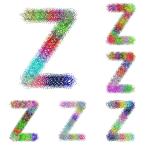 Šťastný barevné fraktální sada písem - písmeno Z — Stockový vektor