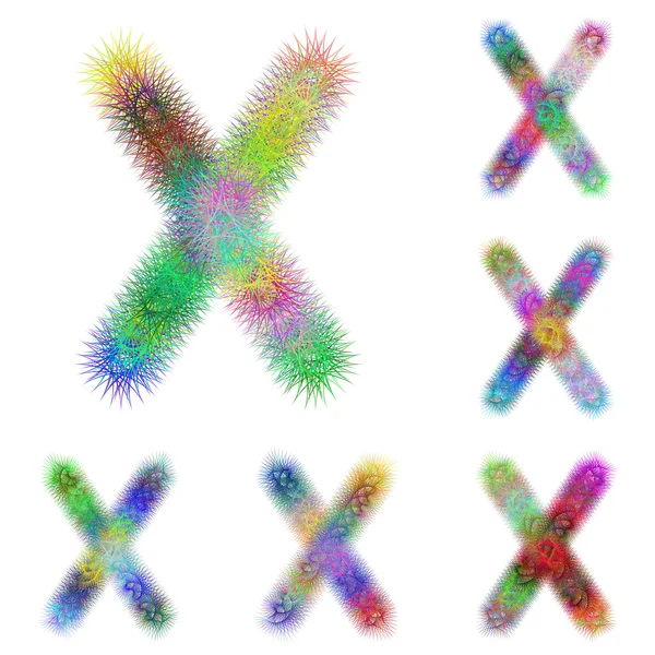 Happy colorful fractal font set - letter X — Stock Vector