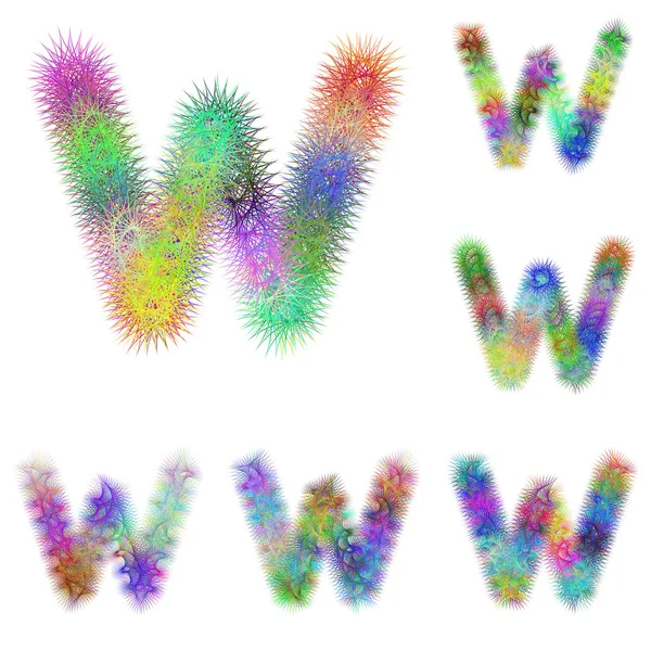 Set di caratteri frattali colorati felici - lettera W — Vettoriale Stock