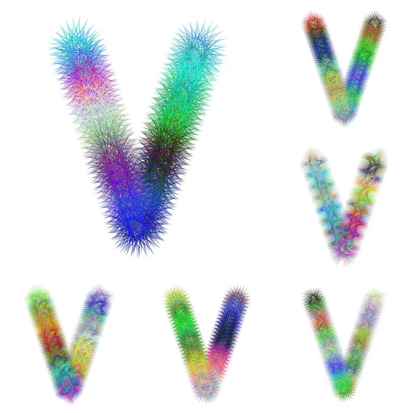 Happy colorful fractal font set - letter V — Stock Vector