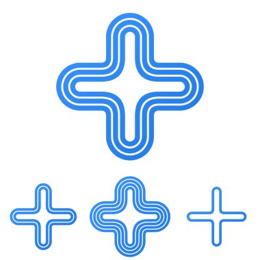 Mavi çizgi artı logo tasarım kümesi