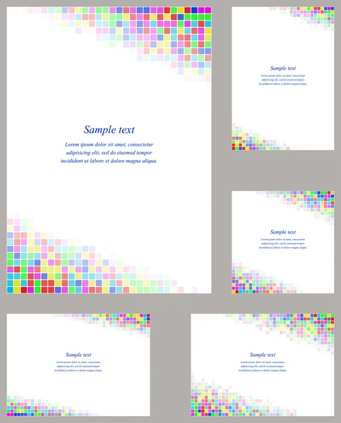 Quadrato mosaico pagina angolo design template set — Vettoriale Stock