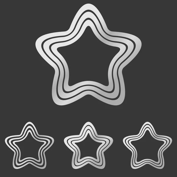 Plata línea estrella logo diseño conjunto — Vector de stock