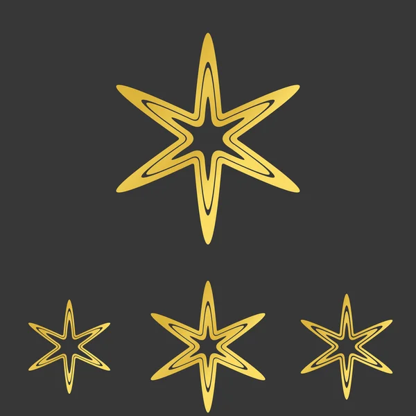 Golden ligne logo étoile ensemble de conception — Image vectorielle