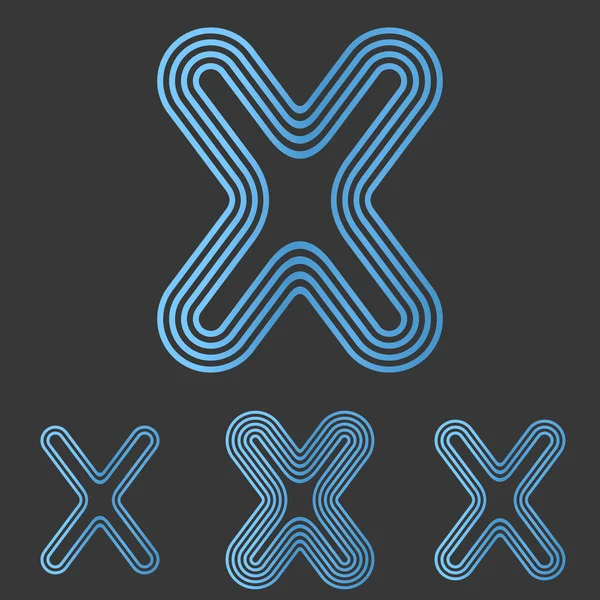 Linha azul x conjunto de design de logotipo — Vetor de Stock