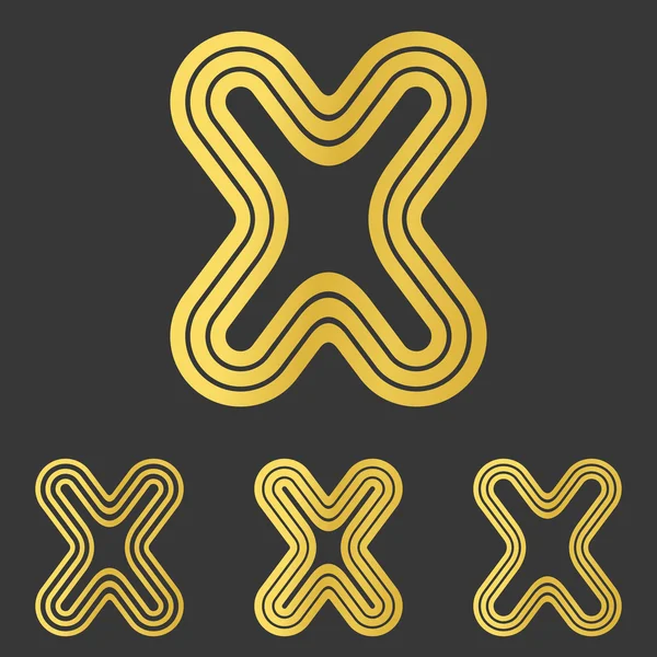 Set altın x harfi logo tasarımı — Stok Vektör