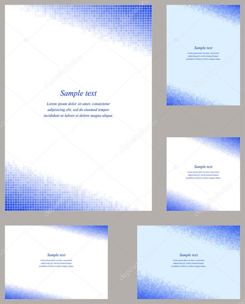 Blue mosaic page corner design template set