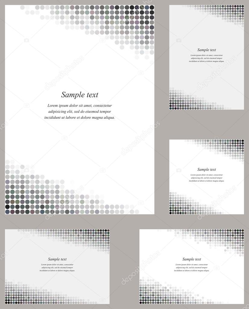 Grey circle mosaic page corner design template set