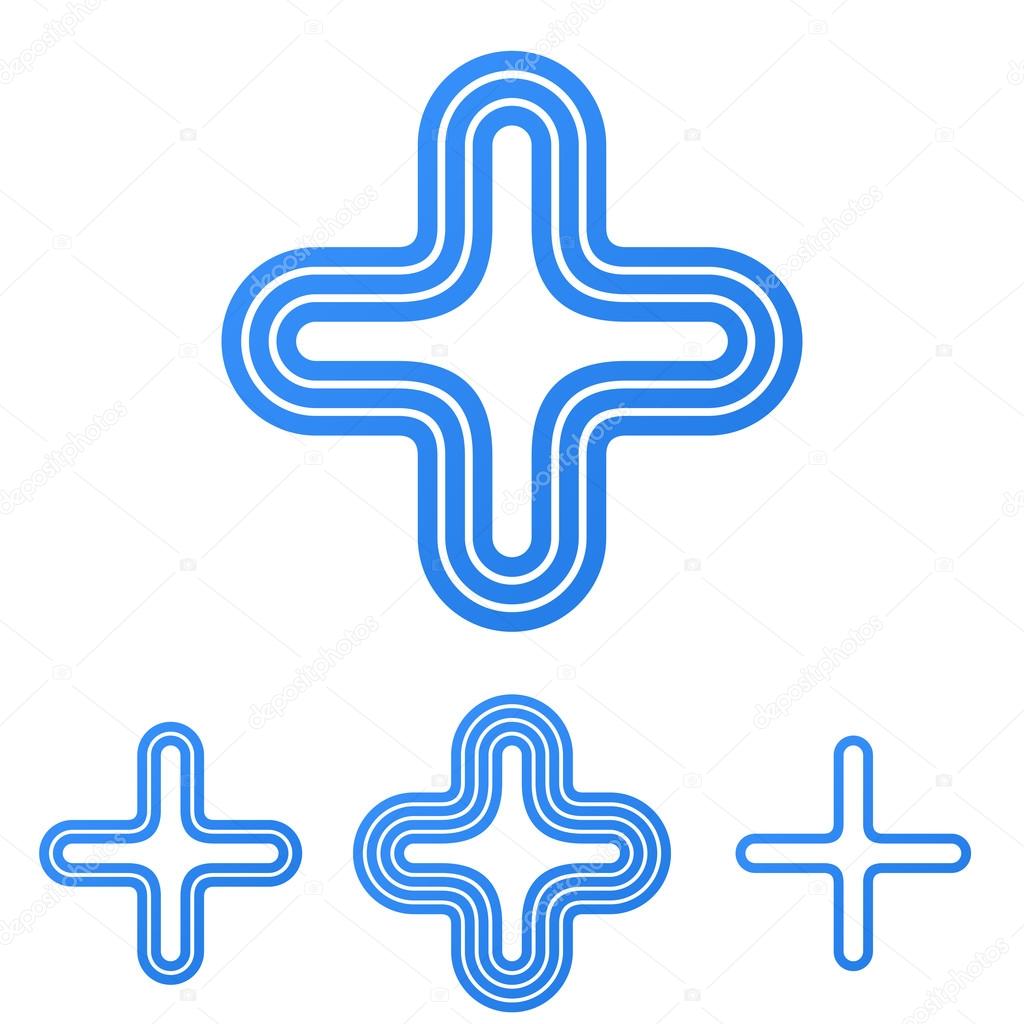 Blue vector line plus logo design set