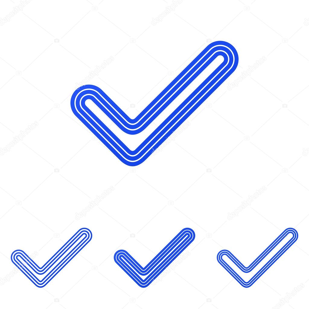 Blue line check mark logo design set