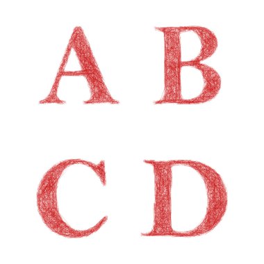 Kırmızı kroki yazı tipini ayarlama - harfler A, B, C, D
