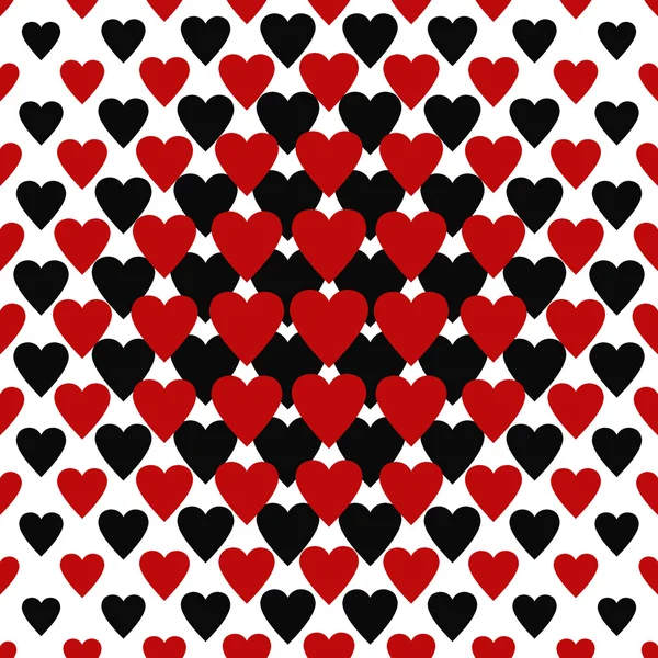 Бесшовный красный и черный рисунок сердца — стоковый вектор