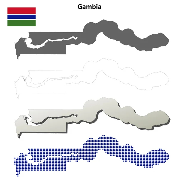 Gambia kontur karta set — Stock vektor