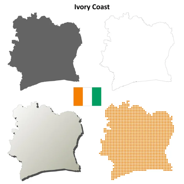 Ivory Coast outline map set — Stock Vector