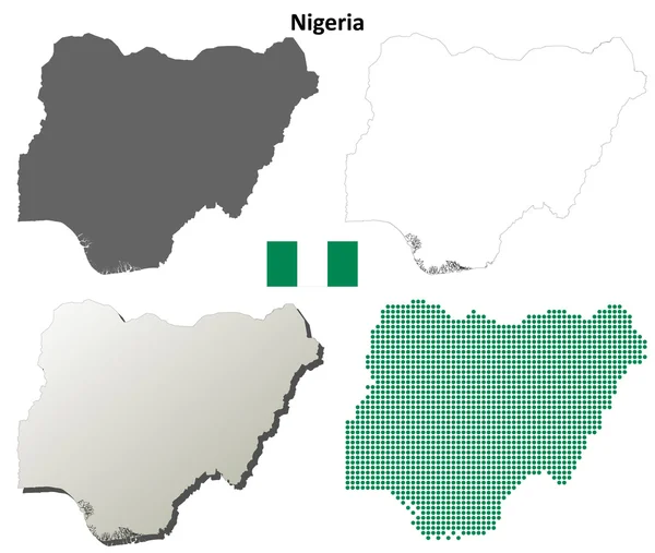 Nigeria kontur karta set — Stock vektor