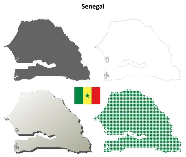 Senegal kontur mapa zestaw — Wektor stockowy