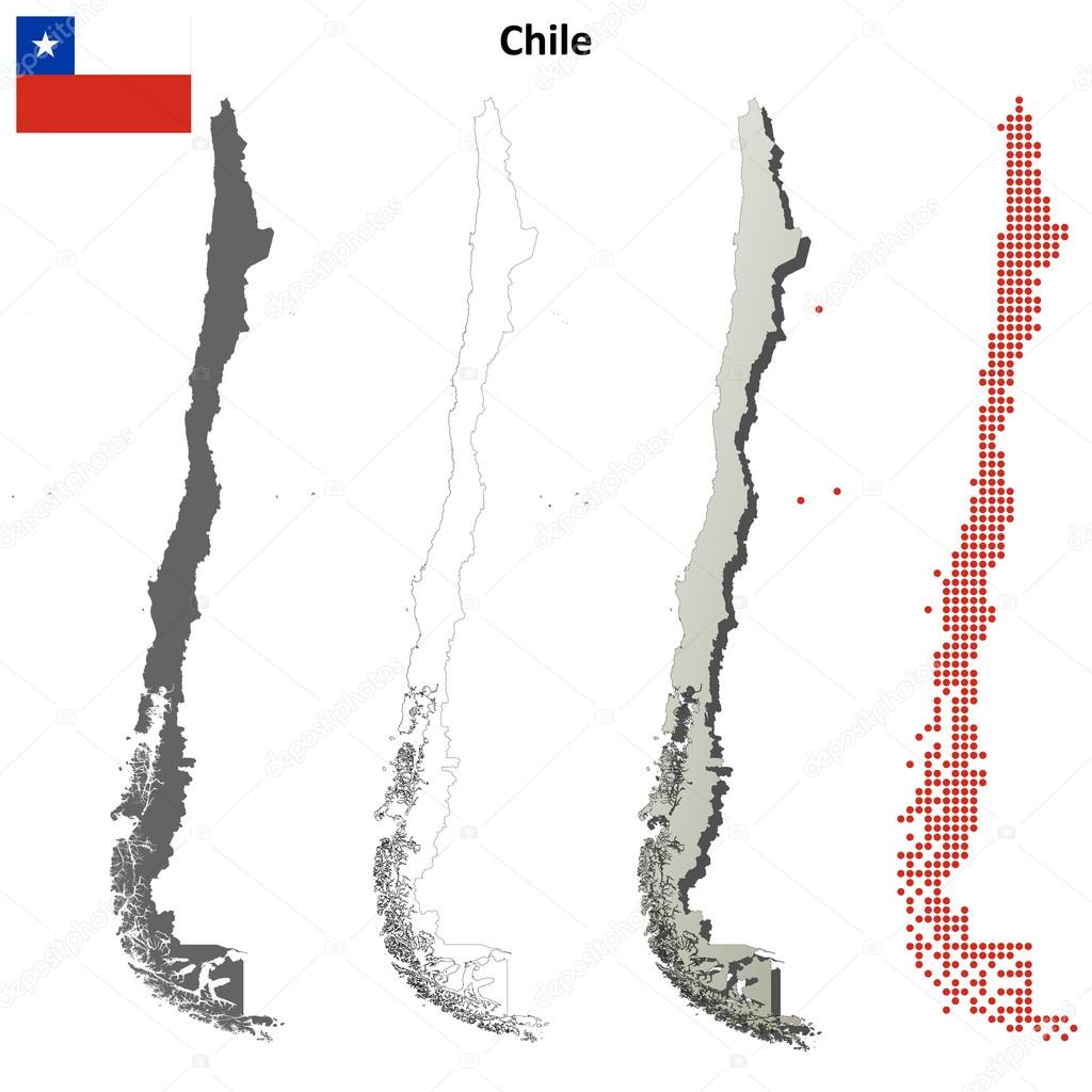 Chile outline map set