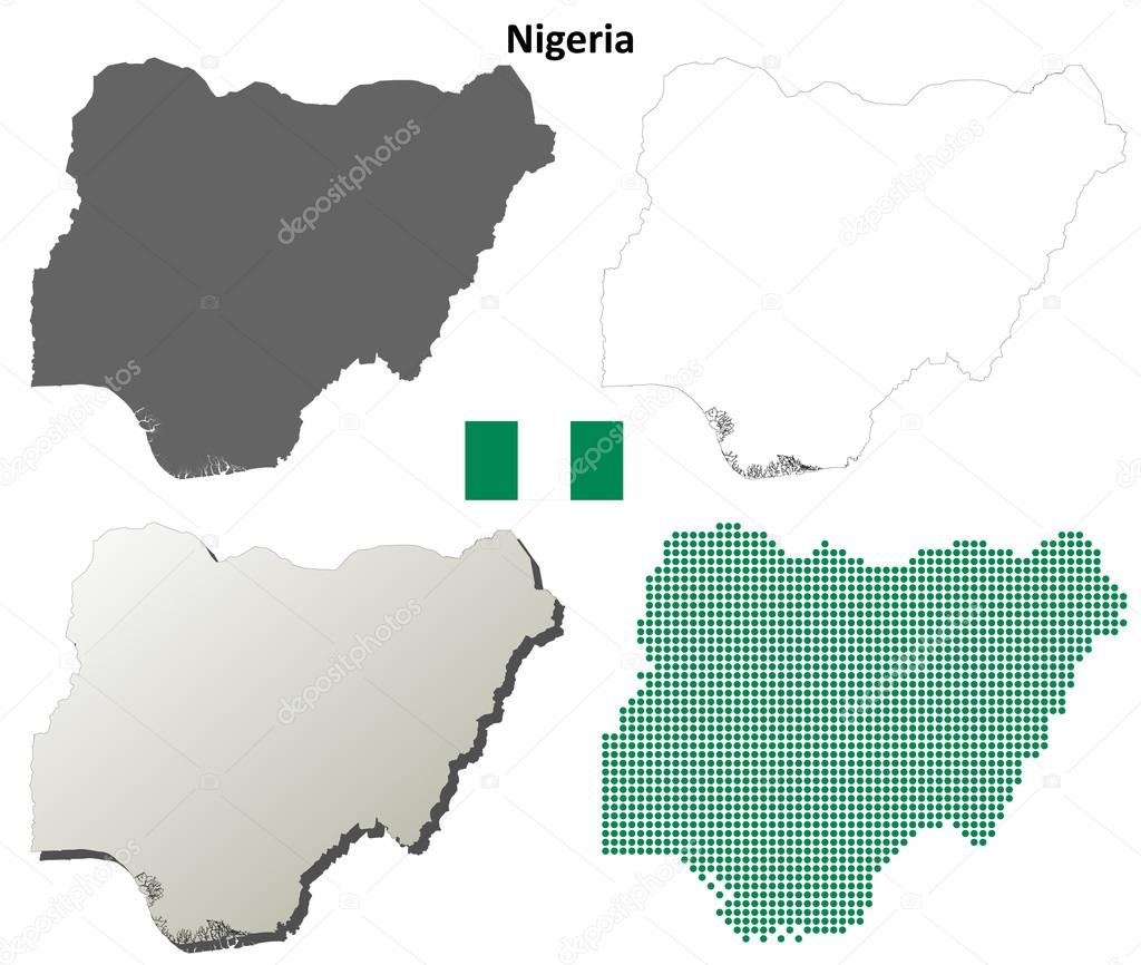 Nigeria outline map set