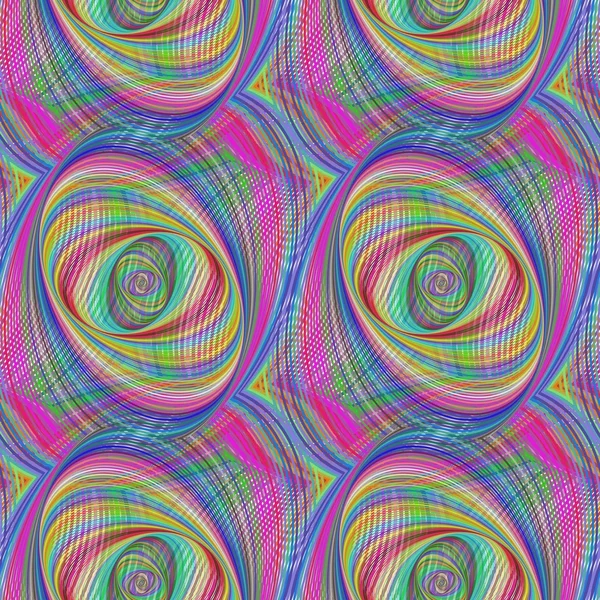 Wiederholung farbenfroher ellipsenförmiger Fraktalmuster — Stockvektor