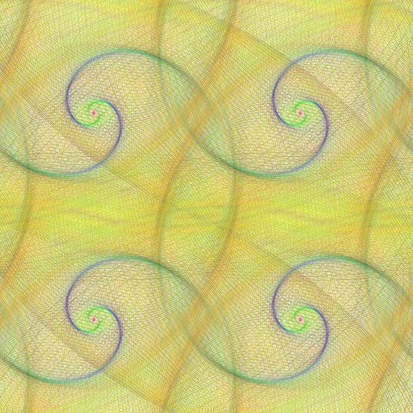 Projeto de padrão fractal espiral sem costura amarela — Vetor de Stock