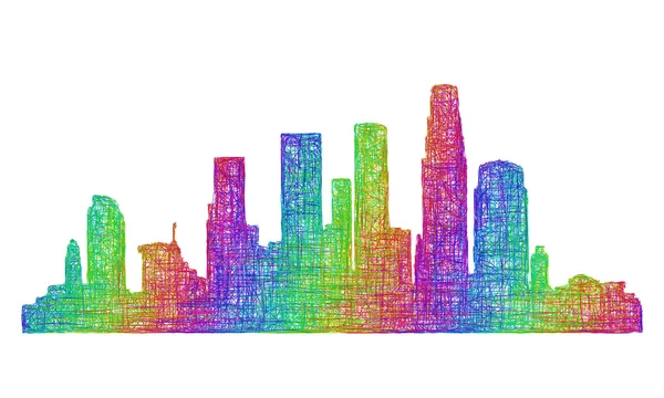 Los Angeles manzarası siluet - çok renkli çizgi resimler — Stok Vektör