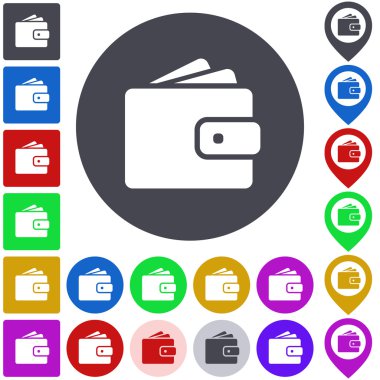 Renk cüzdan Icon set
