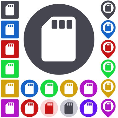 Renk bellek kartı Icon set