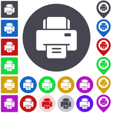 Renkli yazıcı Icon set