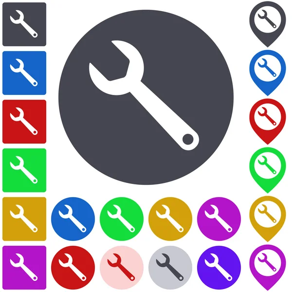 Color wrench icon set — Stock Vector